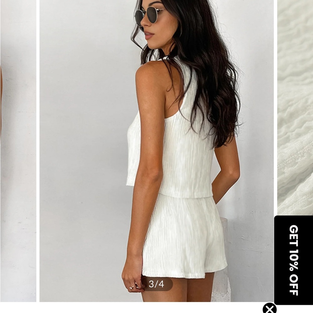 White Sleeveless Top and Shorts Set - Picture 3 of 3